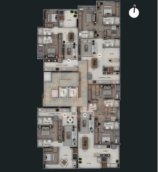 Apartamento à venda em Pato Branco no Ed. Turmalina com 01 Suíte + 02 Quartos