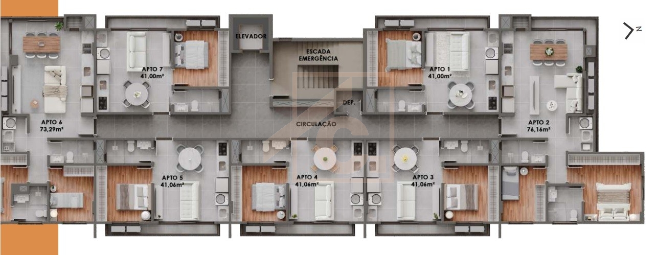 Apartamento à venda em Pato Branco com 1 ou 2 quartos no Ed. Pinot Noir