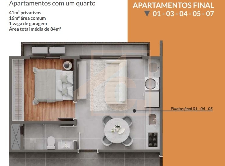 Apartamento à venda em Pato Branco com 1 ou 2 quartos no Ed. Pinot Noir