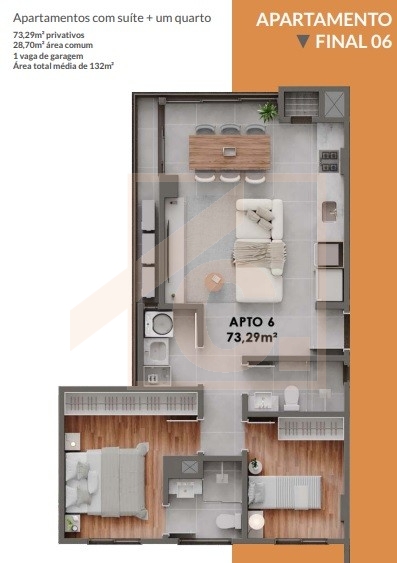Apartamento à venda em Pato Branco com 1 ou 2 quartos no Ed. Pinot Noir