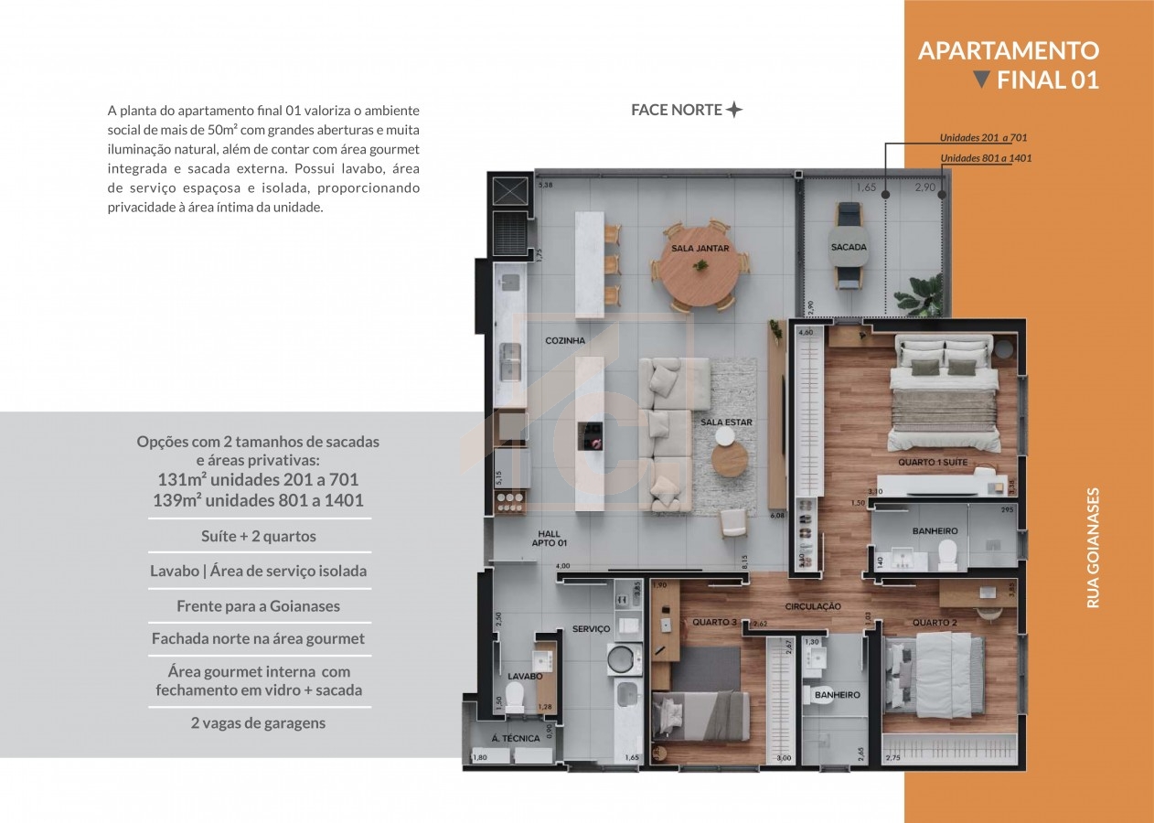 Apartamento à venda em Pato Branco Ed. Chardonnay com 01 Suíte + 01 Quarto.