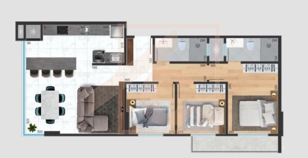 Apartamento no Ed. Ópera Home com 01 Suíte + 02 Quartos.